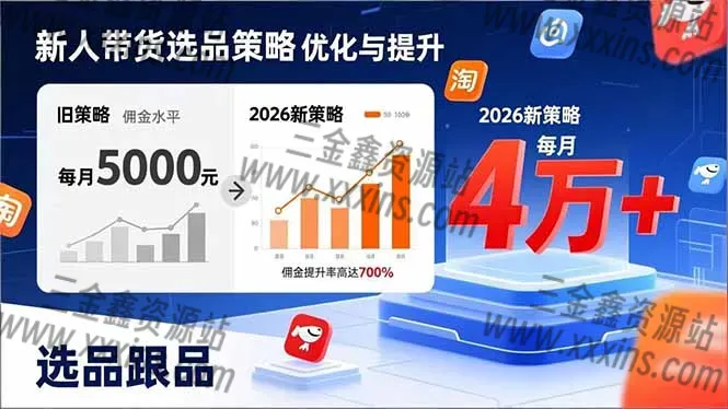 新人带货别瞎选品！这套2026全新选品跟品策略，让我的佣金从0做到每月4万+-三金鑫的资源站
